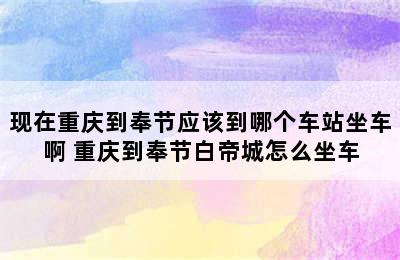 现在重庆到奉节应该到哪个车站坐车啊 重庆到奉节白帝城怎么坐车